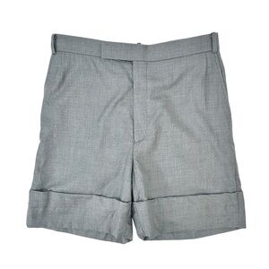 Thom Browne Gray Fold Over Cuffed Wool Dress Shorts sz 2